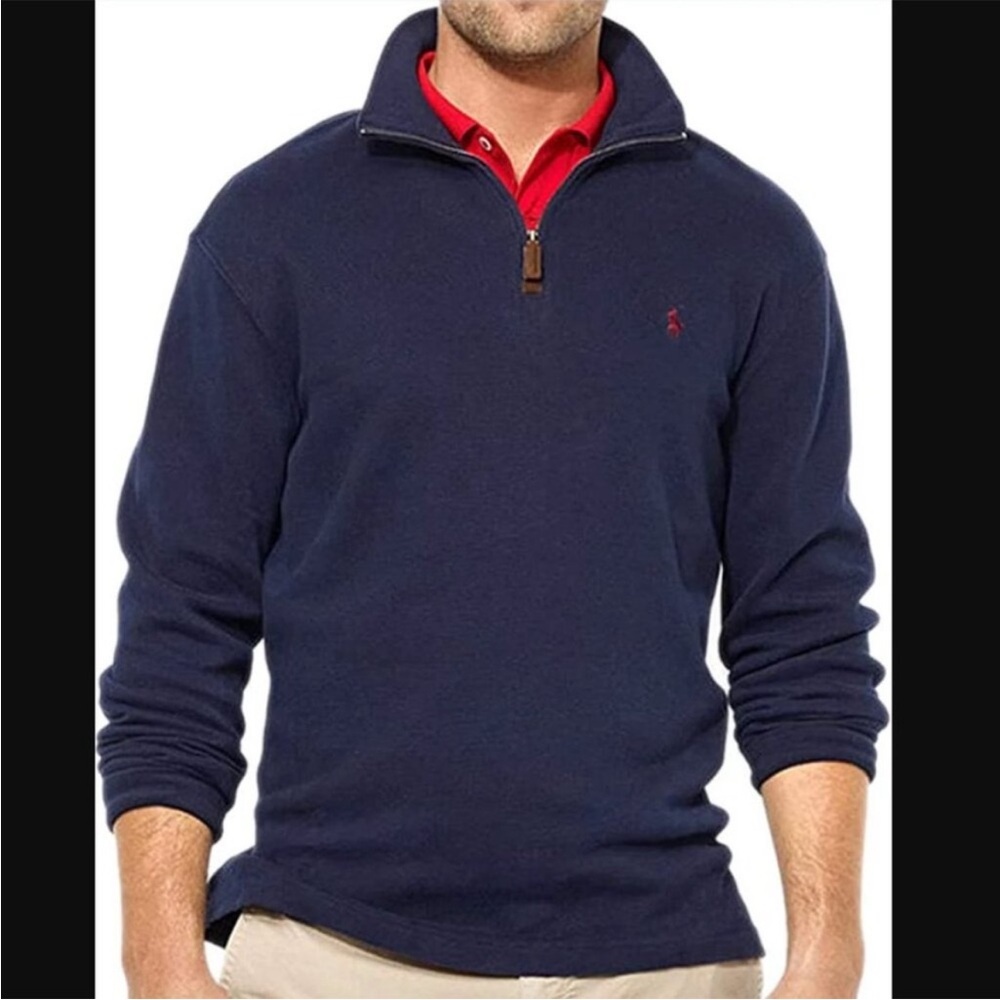 Polo by Ralph Lauren Navy Quarter-Zip Pullover Red Pony Size Large